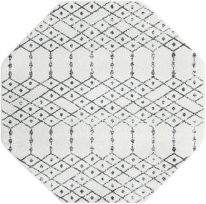 Ivory Black 5' 3 x 5' 3 Paxon Trellis Octagon Area Rug Geometric Durable Stain Resistant Easy Clean Carpet for Modern Interior Home Decor for Sale at Rug Engine
