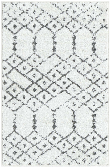 Ivory Black 2' x 3' Paxon Trellis Rectangle Area Rug Geometric Durable Stain Resistant Easy Clean Carpet for Modern Interior Home Decor for Sale at Rug Engine