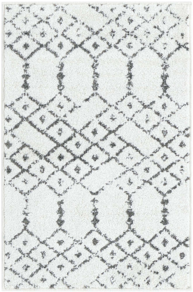 Ivory Black 2' x 3' Paxon Trellis Rectangle Area Rug Geometric Durable Stain Resistant Easy Clean Carpet for Modern Interior Home Decor for Sale at Rug Engine