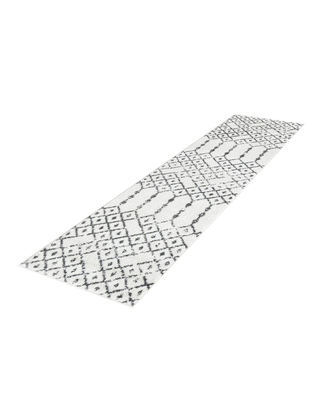 Ivory Black 2' x 6' Paxon Trellis Runner Area Rug Geometric Durable Stain Resistant Easy Clean Carpet for Modern Interior Home Decor for Sale at Rug Engine