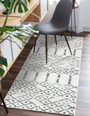 Ivory Black 2' x 8' Paxon Trellis Runner Area Rug Geometric Durable Stain Resistant Easy Clean Carpet for Modern Interior Home Decor for Sale at Rug Engine