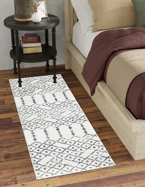 Ivory Black 2' x 9' 10 Paxon Trellis Runner Area Rug Geometric Durable Stain Resistant Easy Clean Carpet for Modern Interior Home Decor for Sale at Rug Engine