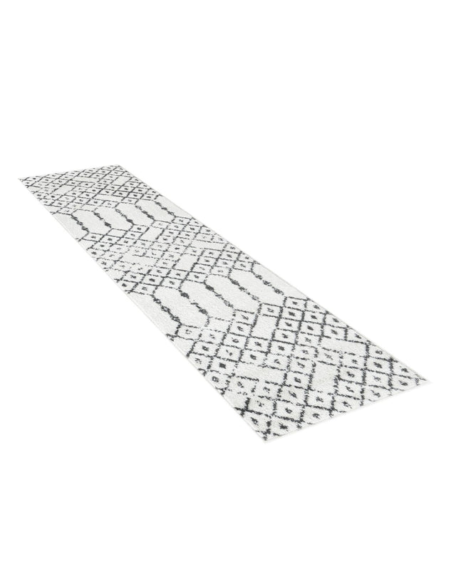Ivory Black 2' x 6' Paxon Trellis Runner Area Rug Geometric Durable Stain Resistant Easy Clean Carpet for Modern Interior Home Decor for Sale at Rug Engine