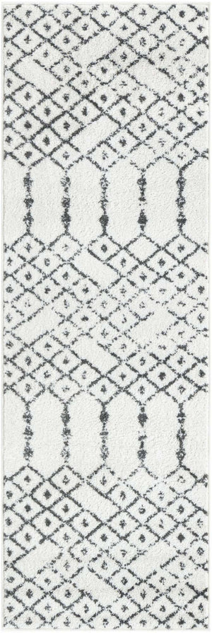 Ivory Black 2' x 6' Paxon Trellis Runner Area Rug Geometric Durable Stain Resistant Easy Clean Carpet for Modern Interior Home Decor for Sale at Rug Engine
