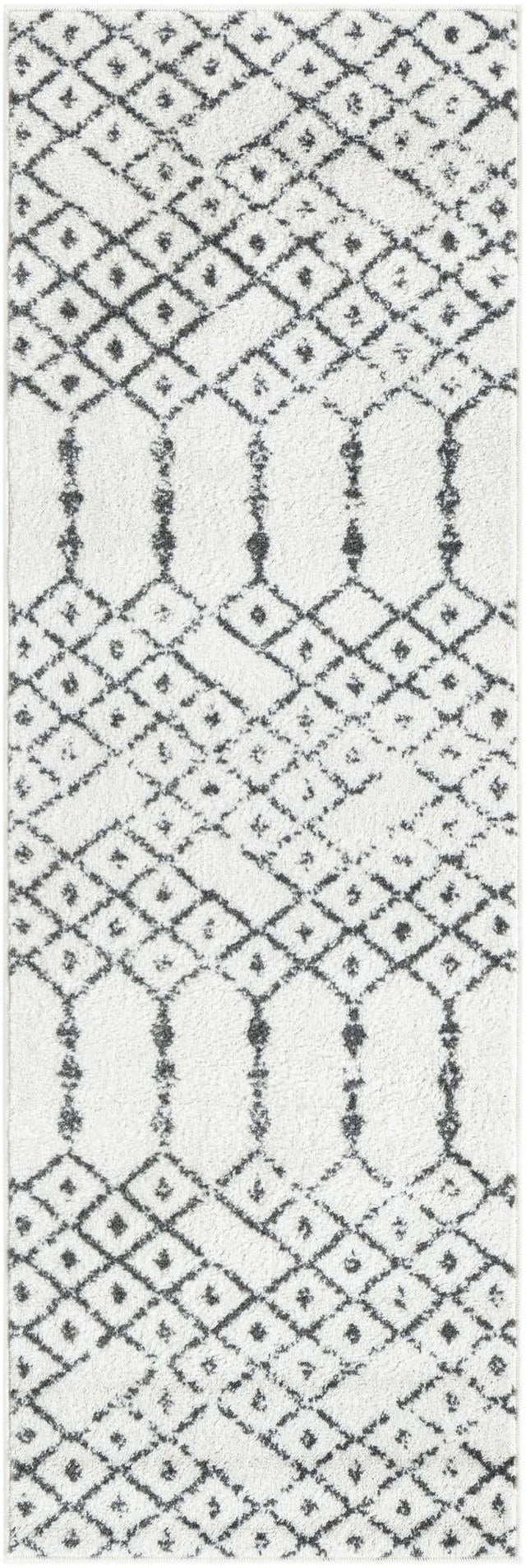 Ivory Black 2' x 6' Paxon Trellis Runner Area Rug Geometric Durable Stain Resistant Easy Clean Carpet for Modern Interior Home Decor for Sale at Rug Engine