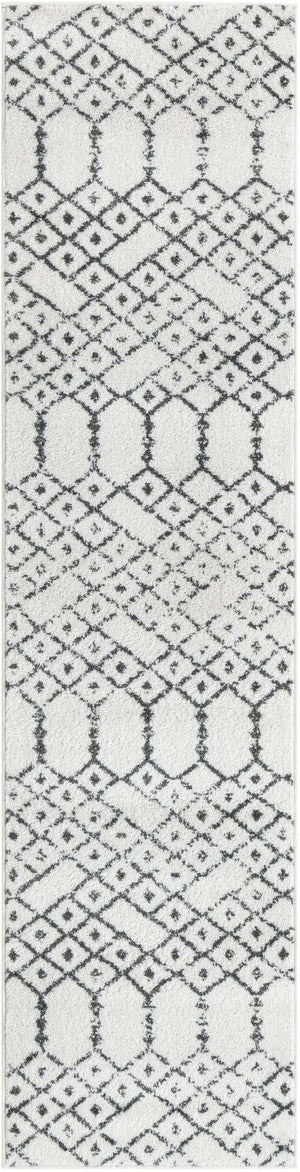 Ivory Black 2' x 8' Paxon Trellis Runner Area Rug Geometric Durable Stain Resistant Easy Clean Carpet for Modern Interior Home Decor for Sale at Rug Engine
