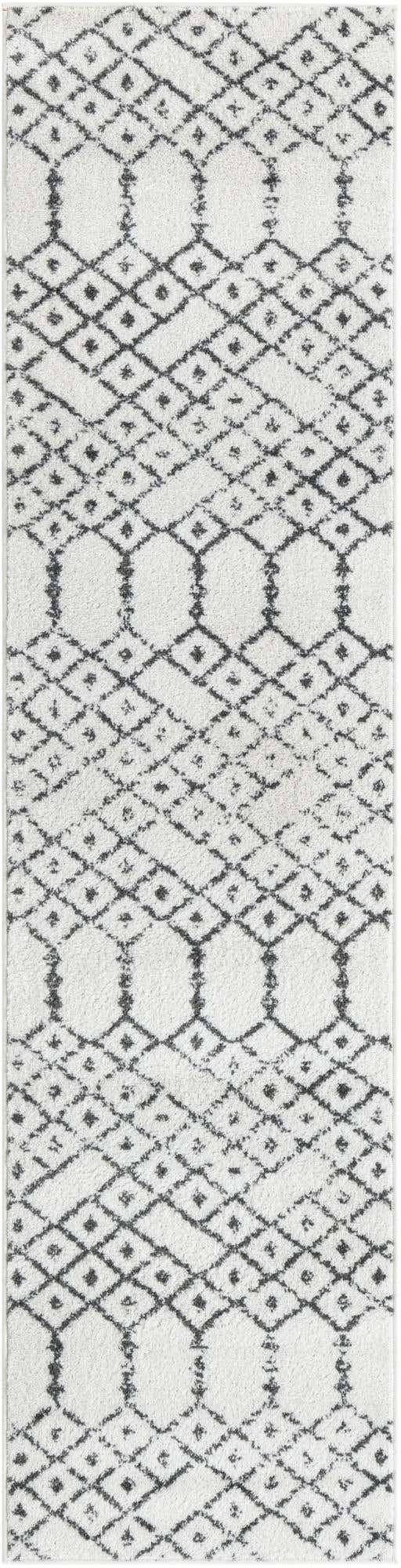 Ivory Black 2' x 8' Paxon Trellis Runner Area Rug Geometric Durable Stain Resistant Easy Clean Carpet for Modern Interior Home Decor for Sale at Rug Engine