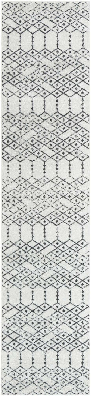 Ivory Black 2' 11 x 13' Paxon Trellis Runner Area Rug Geometric Durable Stain Resistant Easy Clean Carpet for Modern Interior Home Decor for Sale at Rug Engine