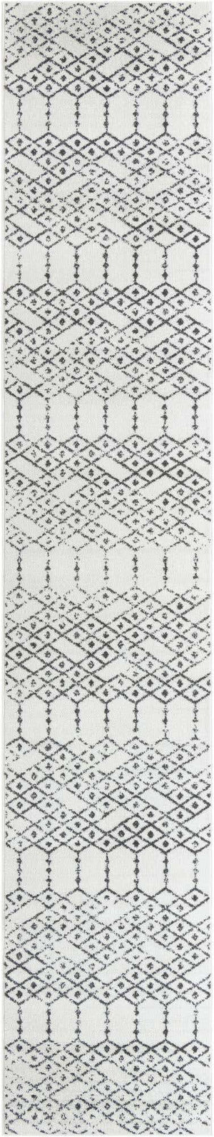 Ivory Black 2' 11 x 16' Paxon Trellis Runner Area Rug Geometric Durable Stain Resistant Easy Clean Carpet for Modern Interior Home Decor for Sale at Rug Engine