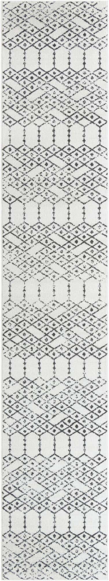 Ivory Black 2' 11 x 16' Paxon Trellis Runner Area Rug Geometric Durable Stain Resistant Easy Clean Carpet for Modern Interior Home Decor for Sale at Rug Engine
