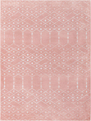 Rose Pink 9' x 12' Paxon Trellis Rectangle Area Rug Geometric Durable Stain Resistant Easy Clean Carpet for Modern Interior Home Decor for Sale at Rug Engine