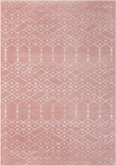Rose Pink 7' x 10' Paxon Trellis Rectangle Area Rug Geometric Durable Stain Resistant Easy Clean Carpet for Modern Interior Home Decor for Sale at Rug Engine