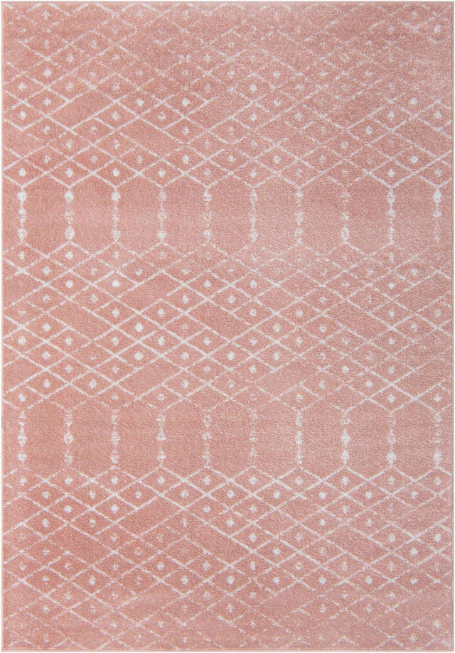 Rose Pink 7' x 10' Paxon Trellis Rectangle Area Rug Geometric Durable Stain Resistant Easy Clean Carpet for Modern Interior Home Decor for Sale at Rug Engine