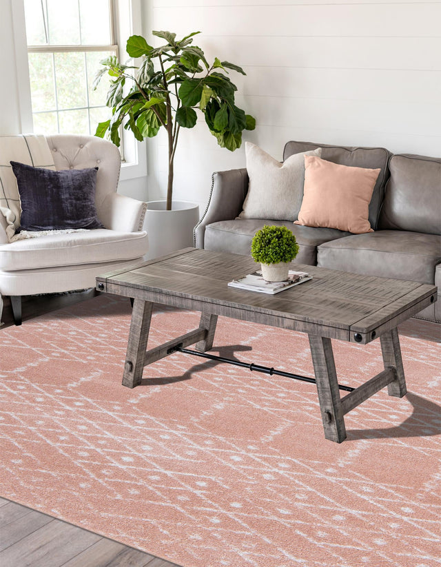 Rose Pink 6' x 9' Paxon Trellis Rectangle Area Rug Geometric Durable Stain Resistant Easy Clean Carpet for Modern Interior Home Decor for Sale at Rug Engine