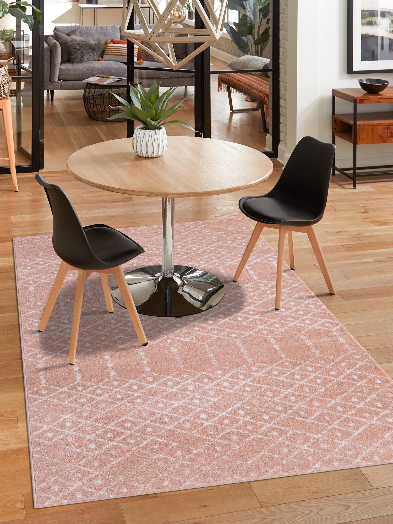 Rose Pink 2' x 3' Paxon Trellis Rectangle Area Rug Geometric Durable Stain Resistant Easy Clean Carpet for Modern Interior Home Decor for Sale at Rug Engine