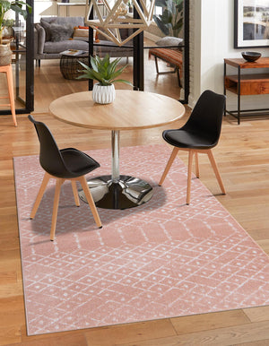 Rose Pink 9' x 12' Paxon Trellis Rectangle Area Rug Geometric Durable Stain Resistant Easy Clean Carpet for Modern Interior Home Decor for Sale at Rug Engine