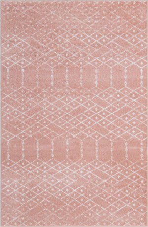 Rose Pink 5' 3 x 8' Paxon Trellis Rectangle Area Rug Geometric Durable Stain Resistant Easy Clean Carpet for Modern Interior Home Decor for Sale at Rug Engine