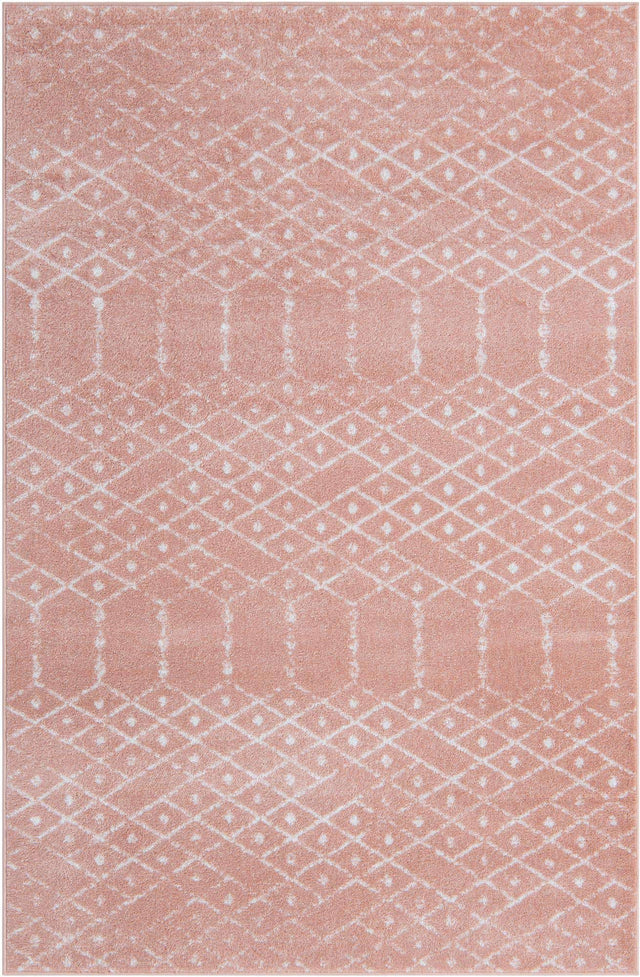 Rose Pink 5' 3 x 8' Paxon Trellis Rectangle Area Rug Geometric Durable Stain Resistant Easy Clean Carpet for Modern Interior Home Decor for Sale at Rug Engine