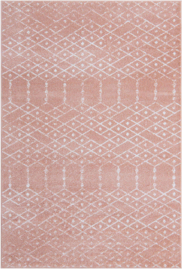 Rose Pink 4' 1 x 6' 1 Paxon Trellis Rectangle Area Rug Geometric Durable Stain Resistant Easy Clean Carpet for Modern Interior Home Decor for Sale at Rug Engine
