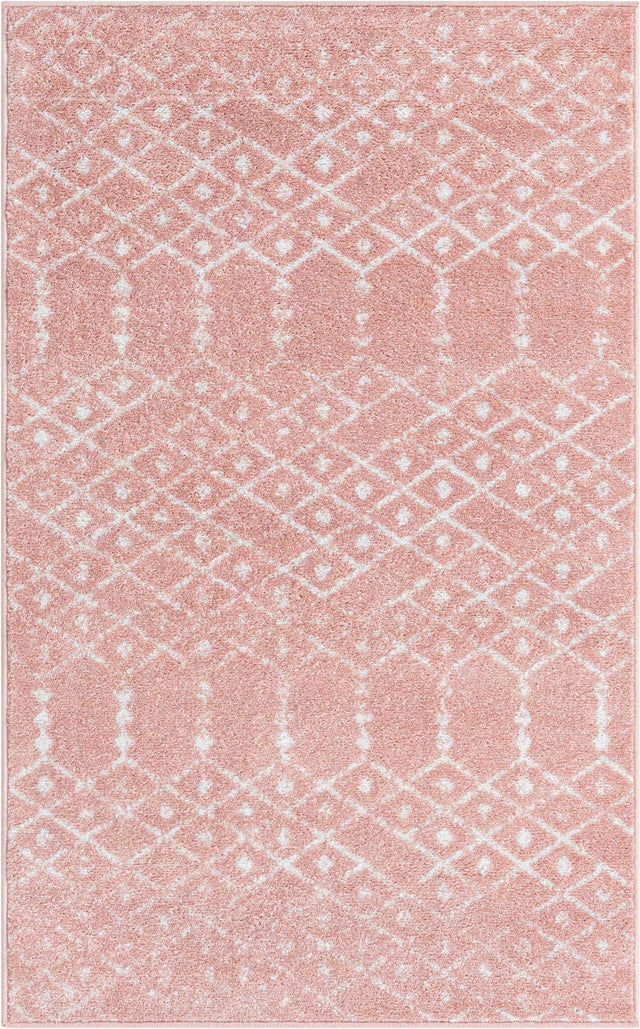 Rose Pink 3' 3 x 5' 3 Paxon Trellis Rectangle Area Rug Geometric Durable Stain Resistant Easy Clean Carpet for Modern Interior Home Decor for Sale at Rug Engine