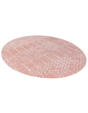 Rose Pink 5' 3 x 5' 3 Paxon Trellis Round Area Rug Geometric Durable Stain Resistant Easy Clean Carpet for Modern Interior Home Decor for Sale at Rug Engine
