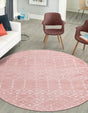 Rose Pink 6' 1 x 6' 1 Paxon Trellis Round Area Rug Geometric Durable Stain Resistant Easy Clean Carpet for Modern Interior Home Decor for Sale at Rug Engine