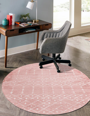 Rose Pink 10' x 10' Paxon Trellis Round Area Rug Geometric Durable Stain Resistant Easy Clean Carpet for Modern Interior Home Decor for Sale at Rug Engine