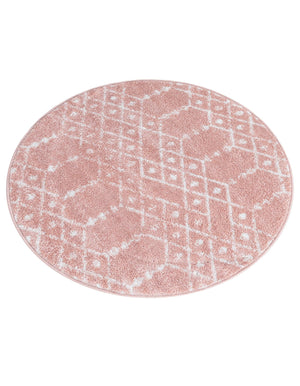 Rose Pink 3' x 3' Paxon Trellis Round Area Rug Geometric Durable Stain Resistant Easy Clean Carpet for Modern Interior Home Decor for Sale at Rug Engine