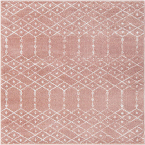 Rose Pink 7' 10 x 7' 10 Paxon Trellis Square Area Rug Geometric Durable Stain Resistant Easy Clean Carpet for Modern Interior Home Decor for Sale at Rug Engine