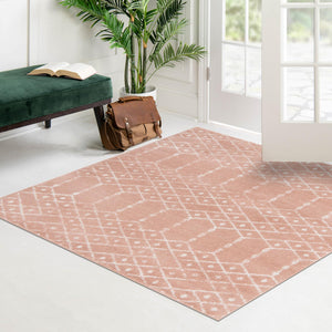 Rose Pink 4' x 4' Paxon Trellis Square Area Rug Geometric Durable Stain Resistant Easy Clean Carpet for Modern Interior Home Decor for Sale at Rug Engine