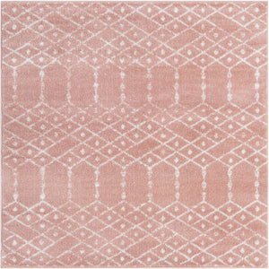 Rose Pink 5' 3 x 5' 3 Paxon Trellis Square Area Rug Geometric Durable Stain Resistant Easy Clean Carpet for Modern Interior Home Decor for Sale at Rug Engine
