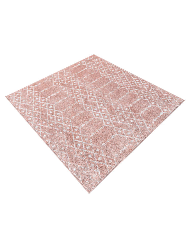 Rose Pink 4' x 4' Paxon Trellis Square Area Rug Geometric Durable Stain Resistant Easy Clean Carpet for Modern Interior Home Decor for Sale at Rug Engine