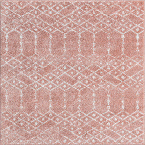 Rose Pink 4' x 4' Paxon Trellis Square Area Rug Geometric Durable Stain Resistant Easy Clean Carpet for Modern Interior Home Decor for Sale at Rug Engine