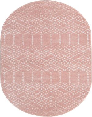 Rose Pink 7' 10 x 10' Paxon Trellis Oval Area Rug Geometric Durable Stain Resistant Easy Clean Carpet for Modern Interior Home Decor for Sale at Rug Engine