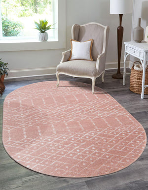 Rose Pink 3' 3 x 5' 3 Paxon Trellis Oval Area Rug Geometric Durable Stain Resistant Easy Clean Carpet for Modern Interior Home Decor for Sale at Rug Engine
