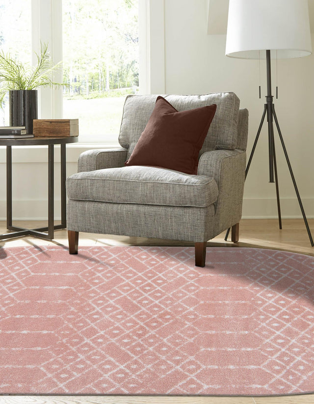 Rose Pink 3' 3 x 5' 3 Paxon Trellis Oval Area Rug Geometric Durable Stain Resistant Easy Clean Carpet for Modern Interior Home Decor for Sale at Rug Engine