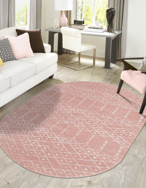 Rose Pink 5' 3 x 8' Paxon Trellis Oval Area Rug Geometric Durable Stain Resistant Easy Clean Carpet for Modern Interior Home Decor for Sale at Rug Engine