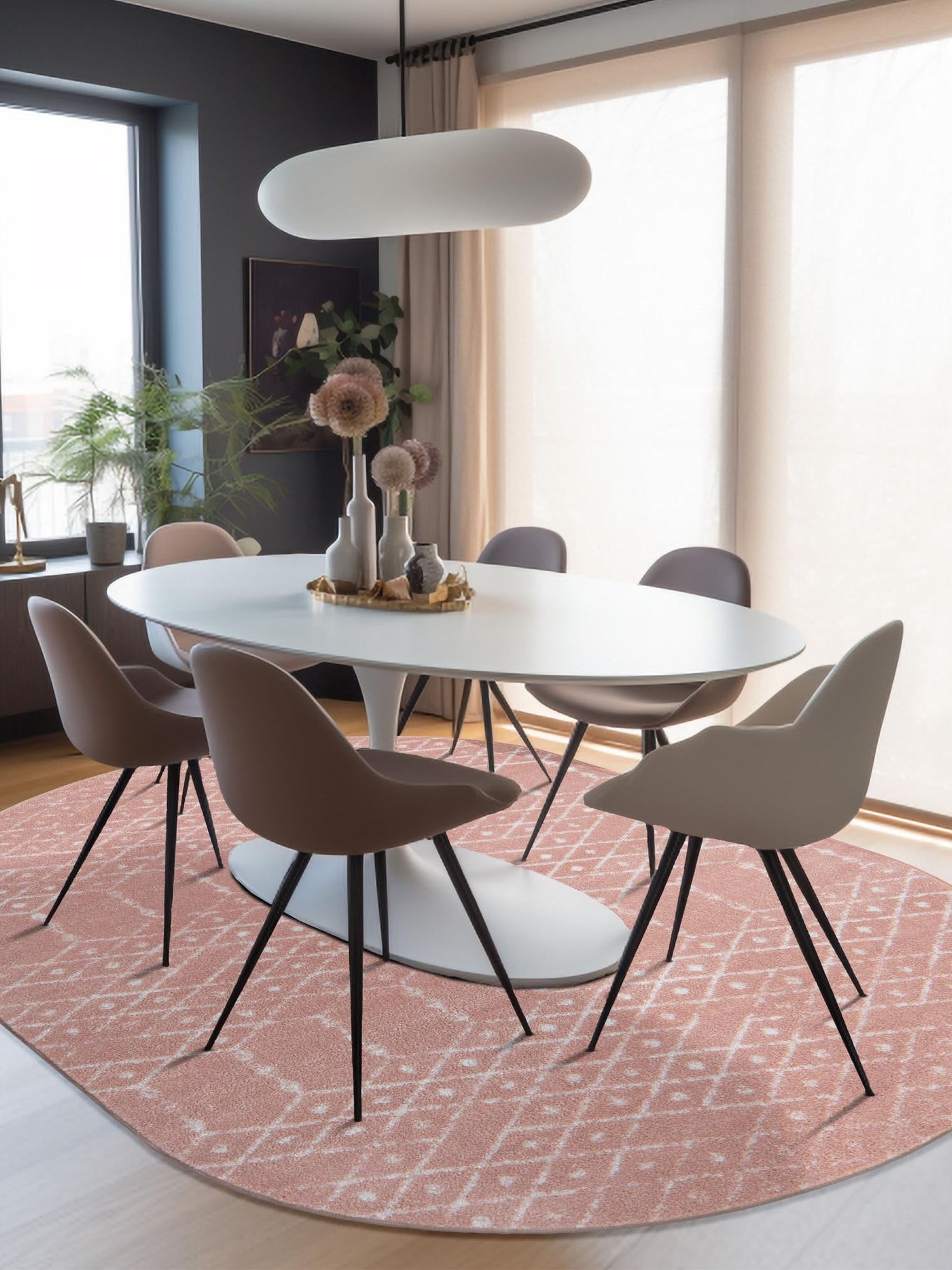 Rose Pink 3' 3 x 5' 3 Paxon Trellis Oval Area Rug Geometric Durable Stain Resistant Easy Clean Carpet for Modern Interior Home Decor for Sale at Rug Engine