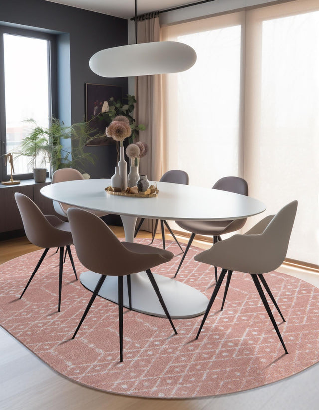 Rose Pink 3' 3 x 5' 3 Paxon Trellis Oval Area Rug Geometric Durable Stain Resistant Easy Clean Carpet for Modern Interior Home Decor for Sale at Rug Engine