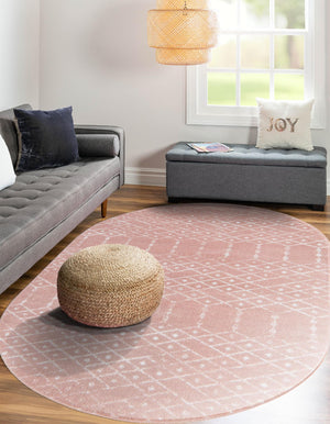 Rose Pink 3' 3 x 5' 3 Paxon Trellis Oval Area Rug Geometric Durable Stain Resistant Easy Clean Carpet for Modern Interior Home Decor for Sale at Rug Engine