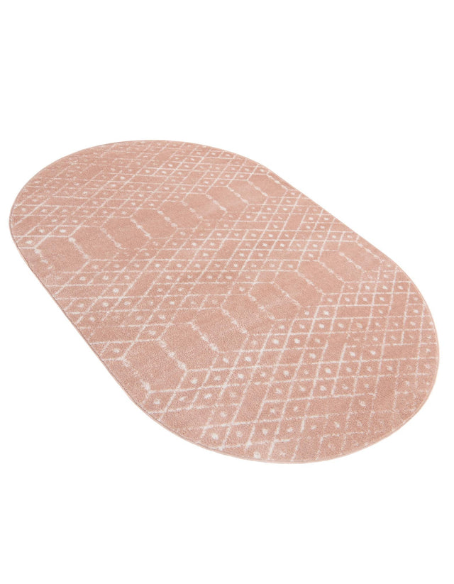 Rose Pink 5' 3 x 8' Paxon Trellis Oval Area Rug Geometric Durable Stain Resistant Easy Clean Carpet for Modern Interior Home Decor for Sale at Rug Engine