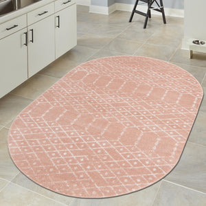 Rose Pink 7' 10 x 10' Paxon Trellis Oval Area Rug Geometric Durable Stain Resistant Easy Clean Carpet for Modern Interior Home Decor for Sale at Rug Engine