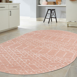 Rose Pink 4' x 6' Paxon Trellis Oval Area Rug Geometric Durable Stain Resistant Easy Clean Carpet for Modern Interior Home Decor for Sale at Rug Engine