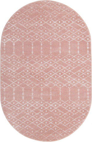 Rose Pink 5' 3 x 8' Paxon Trellis Oval Area Rug Geometric Durable Stain Resistant Easy Clean Carpet for Modern Interior Home Decor for Sale at Rug Engine