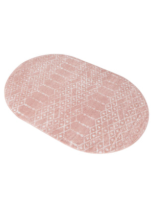 Rose Pink 4' x 6' Paxon Trellis Oval Area Rug Geometric Durable Stain Resistant Easy Clean Carpet for Modern Interior Home Decor for Sale at Rug Engine
