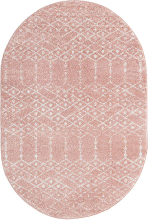Rose Pink 4' x 6' Paxon Trellis Oval Area Rug Geometric Durable Stain Resistant Easy Clean Carpet for Modern Interior Home Decor for Sale at Rug Engine