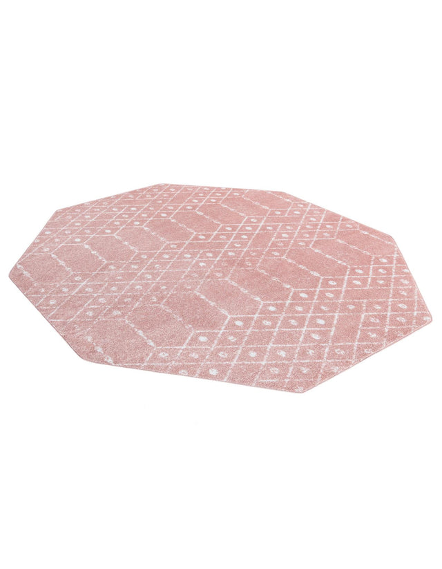 Rose Pink 7' 10 x 7' 10 Paxon Trellis Octagon Area Rug Geometric Durable Stain Resistant Easy Clean Carpet for Modern Interior Home Decor for Sale at Rug Engine