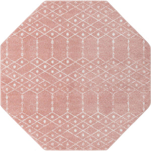 Rose Pink 7' 10 x 7' 10 Paxon Trellis Octagon Area Rug Geometric Durable Stain Resistant Easy Clean Carpet for Modern Interior Home Decor for Sale at Rug Engine