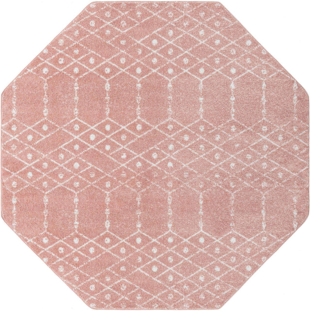 Rose Pink 7' 10 x 7' 10 Paxon Trellis Octagon Area Rug Geometric Durable Stain Resistant Easy Clean Carpet for Modern Interior Home Decor for Sale at Rug Engine