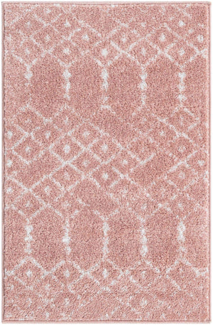 Rose Pink 2' x 3' Paxon Trellis Rectangle Area Rug Geometric Durable Stain Resistant Easy Clean Carpet for Modern Interior Home Decor for Sale at Rug Engine
